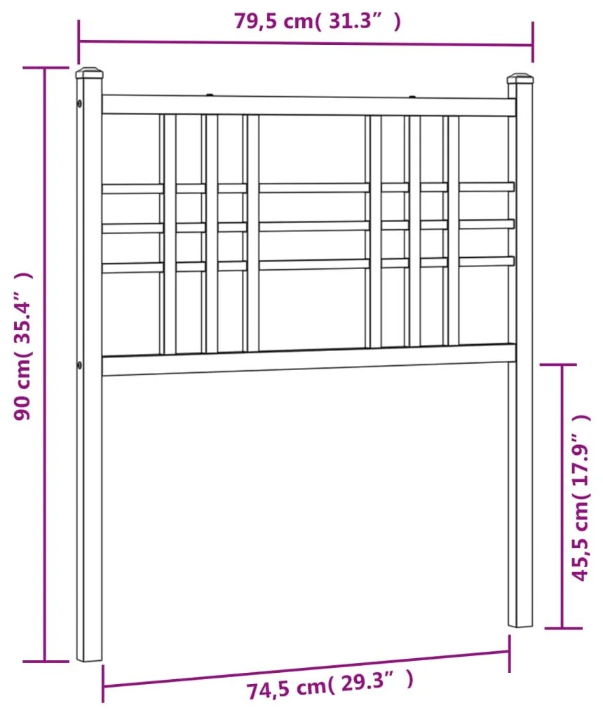 Cabeceira de cama 75 cm metal branco