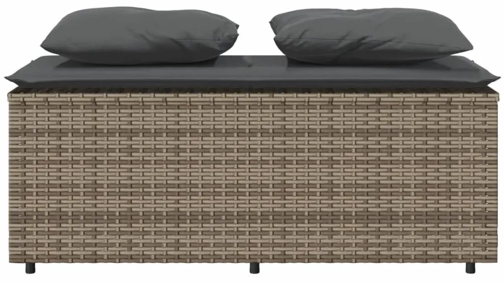 3 pcs conjunto de jantar p/ jardim c/ almofadões vime PE cinza