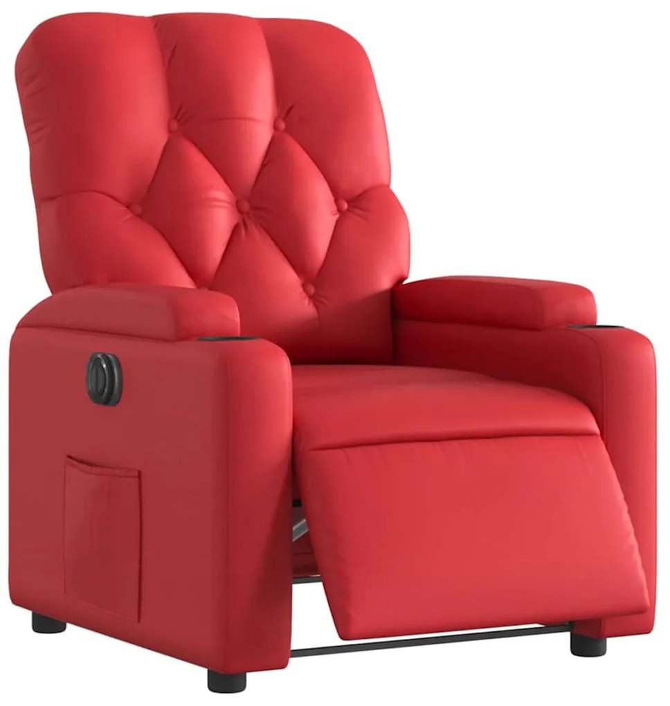 Poltrona reclinável elétrica couro artificial vermelho