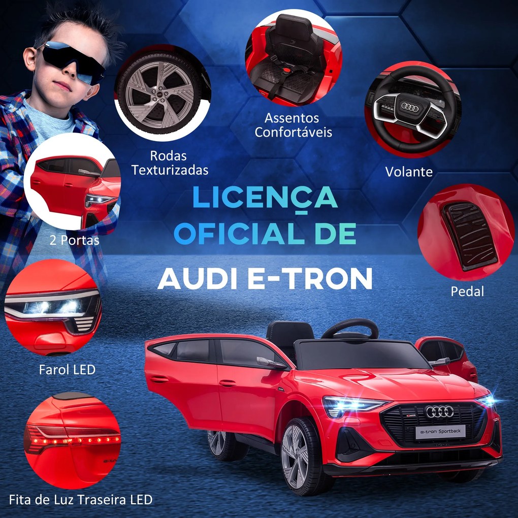 HOMCOM Carro Elétrico Audi E-Tron 12V para Crianças acima de 3 Anos co