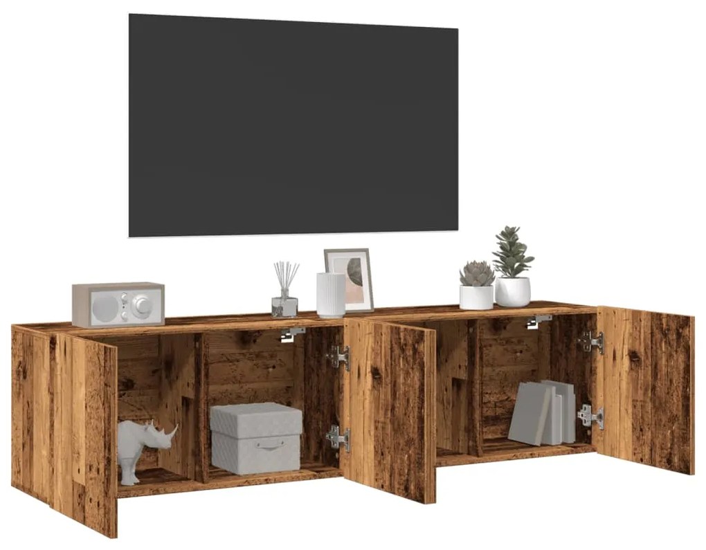 Móveis de parede para TV 2 pcs 80x30x41 cm madeira velha