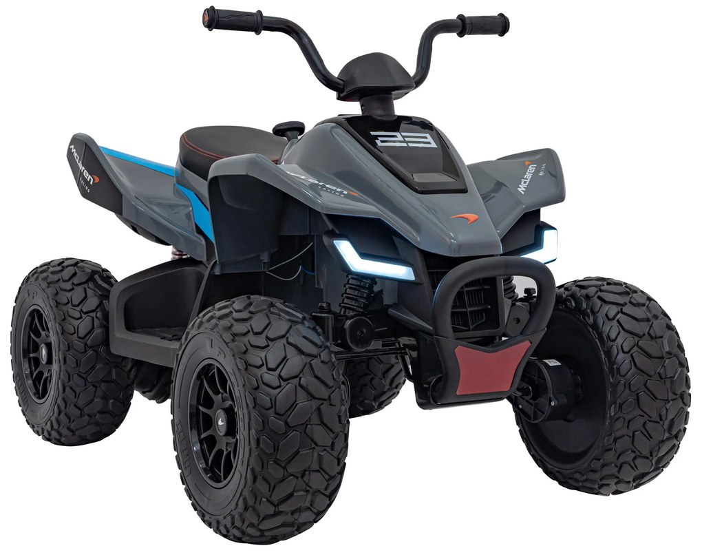Moto 4 elétrica para crianças 12V 4x4 Mclaren Racing MCL 35, Controle remoto, Rodas Espuma EVA, assento couro ecológico Cinzenta