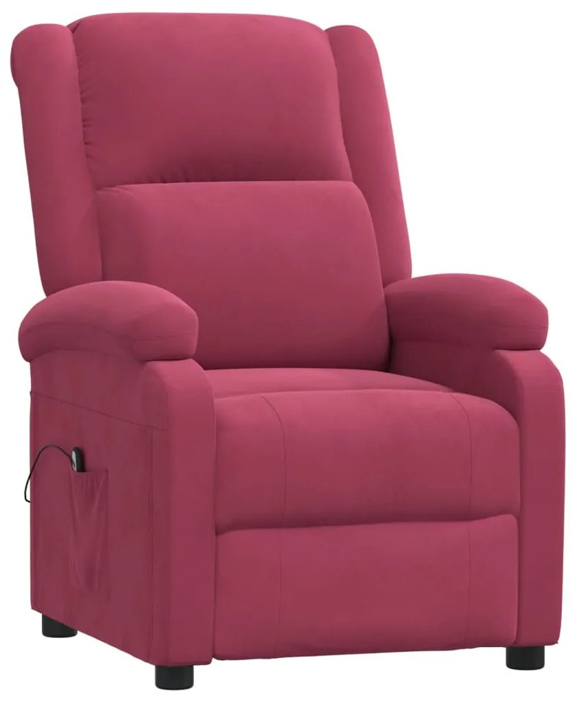 Poltrona elétrica reclinável veludo vermelho tinto