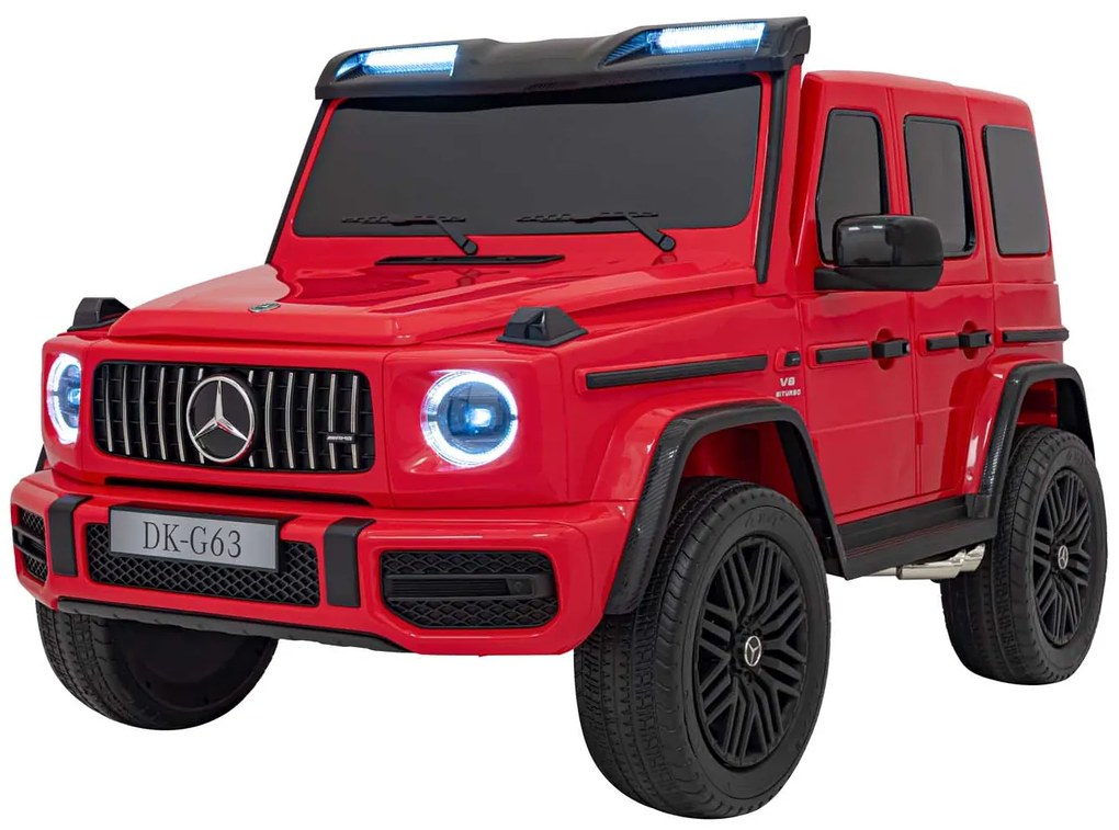 Carro elétrico para Crianças 24V 4x4 200W Mercedes Benz G63 AMG XXL Rodas de EVA, Assento de couro Vermelho