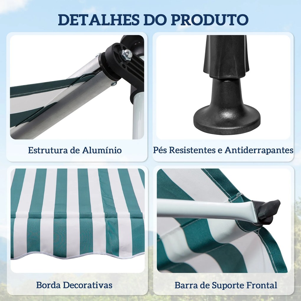 Toldo Manual Retrátil 200x150 cm com Manivela de Alumínio Ângulo Ajust