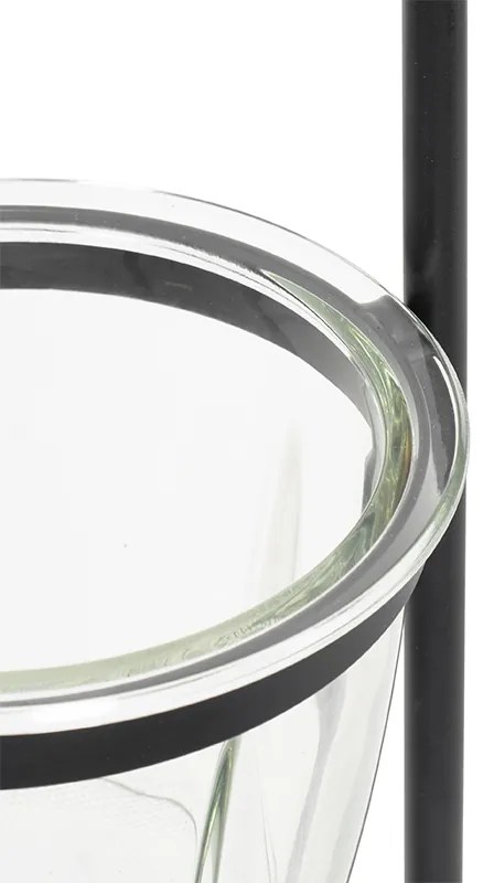 Candeeiro de pé moderno preto com vidro 25 cm - Roslini Moderno