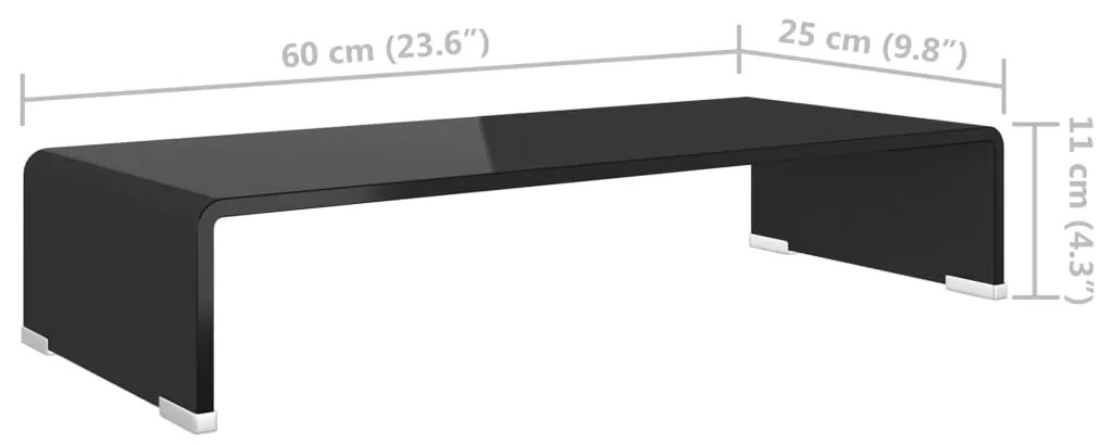 Suporte de TV/monitores em vidro preto 60x25x11 cm