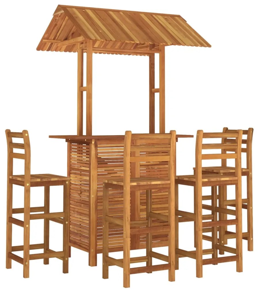 5 pcs conjunto de bar para jardim madeira de acácia maciça