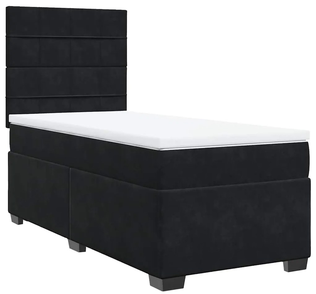 Cama com molas/colchão 80x200 cm veludo preto