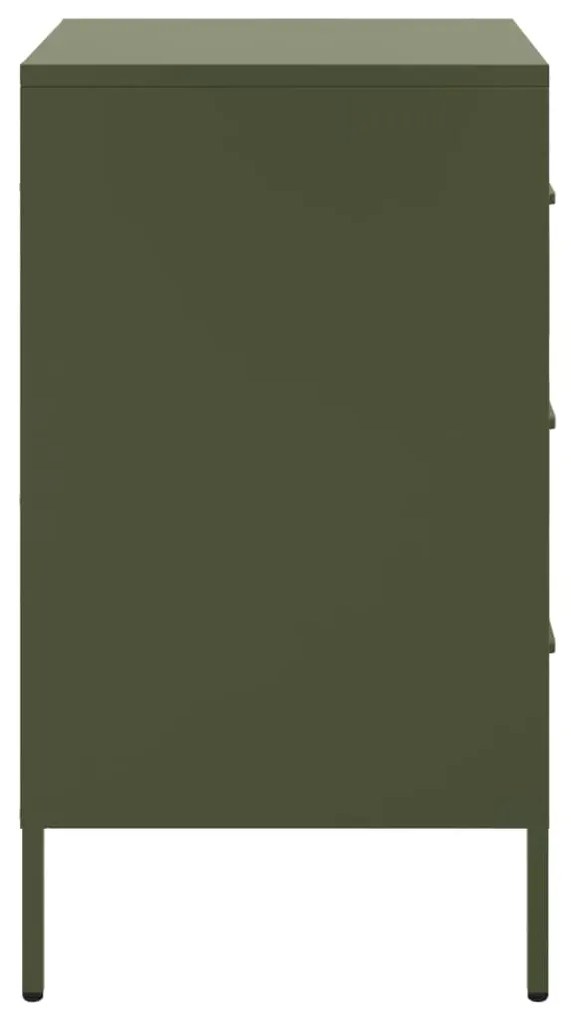 Mesas de cabeceira 2 pcs 36x39x68 cm aço verde-azeitona