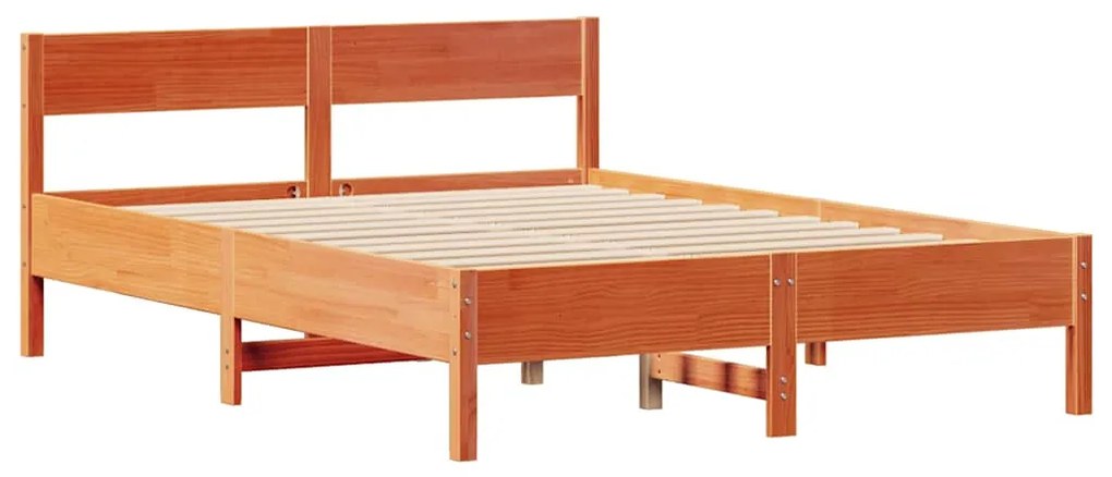 Cama sem colchão 135x190 cm madeira pinho maciça castanho-mel