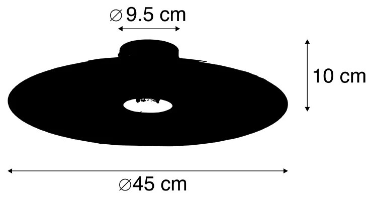 Candeeiro de teto preto com cúpula plana verde 45 cm - Combi Moderno