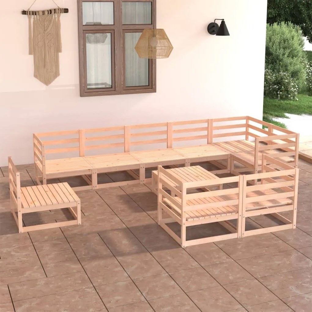 vidaXL 10 pcs conjunto lounge de jardim pinho maciço