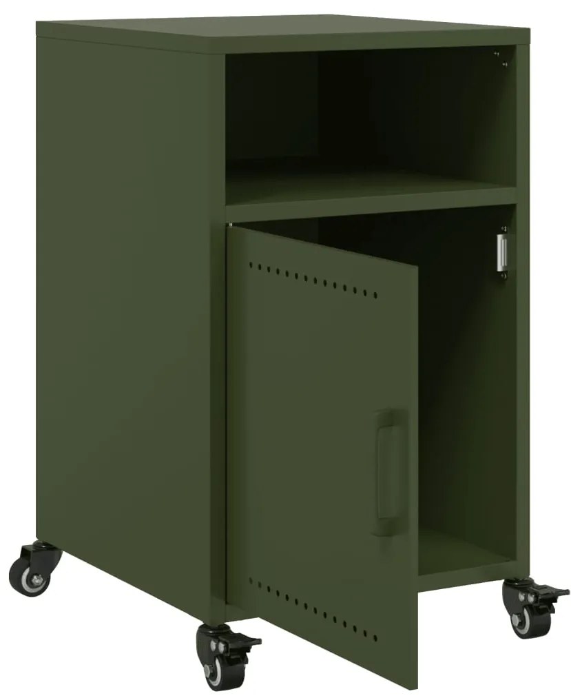 Mesas de cabeceira 2 pcs 36x39x59 cm aço verde-azeitona
