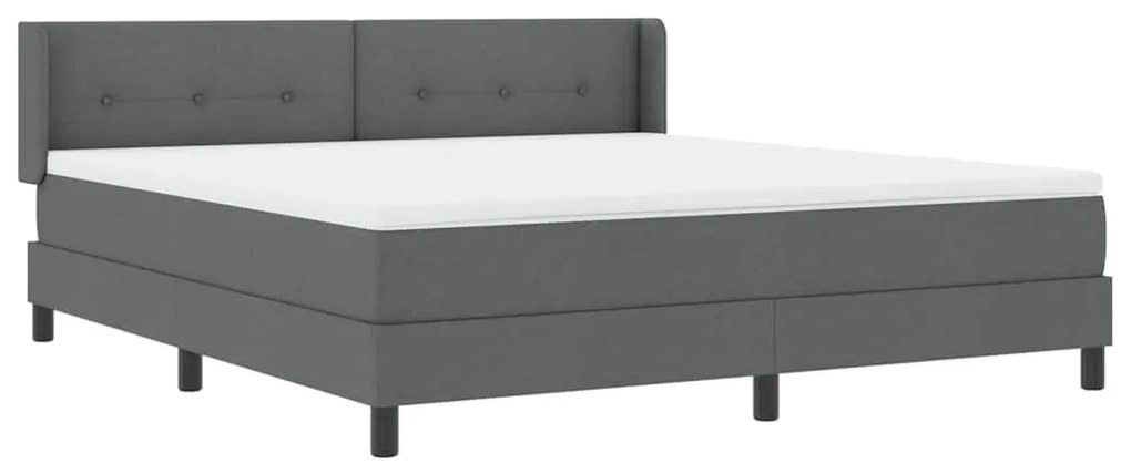 Cama Box com Colchão , Cinza Escuro, 180 x 200 cm, Tecido