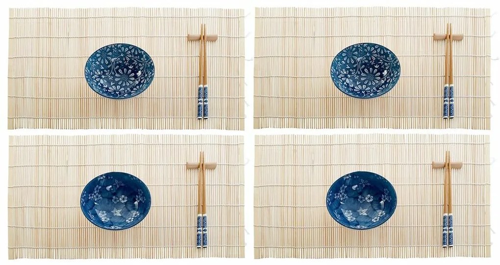 Conjunto de sushi DKD Home Decor Cerâmica Bambu (20 pcs) (35 x 35 x 5,5 cm)