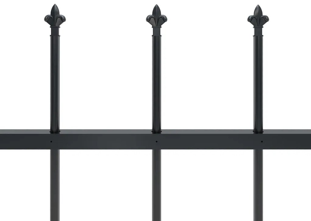 Cerca de jardim com topo em lanças 15,3x1,5 m aço preto