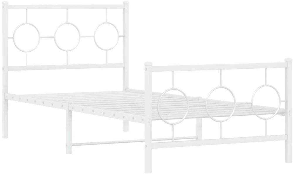 Estrutura de cama com cabeceira e pés 90x200 cm metal branco