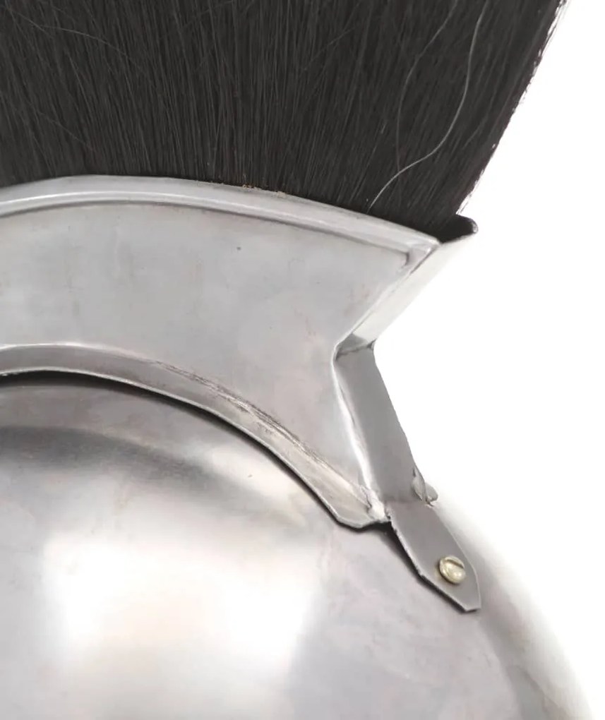 Capacete de soldado grego réplica LARP aço prateado