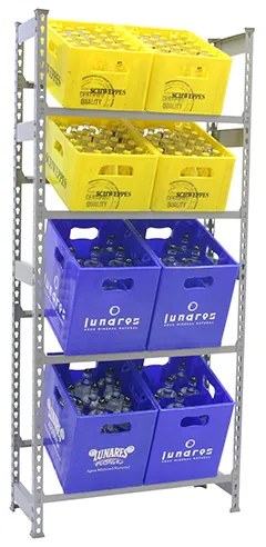 Estante Bedidas 4 Prateleiras SIMONBOTTLE 4-2000X800X300 CINZENTA Jardim, Casa, Escritório, Garagem, Oficina Capacidade 100 Kg Dimensões 2000x800x300