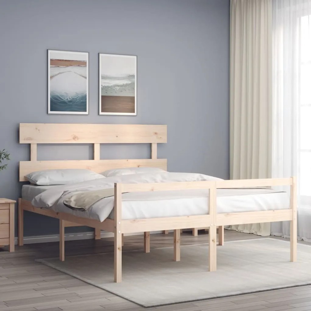 vidaXL Cama para idosos king size com cabeceira madeira maciça