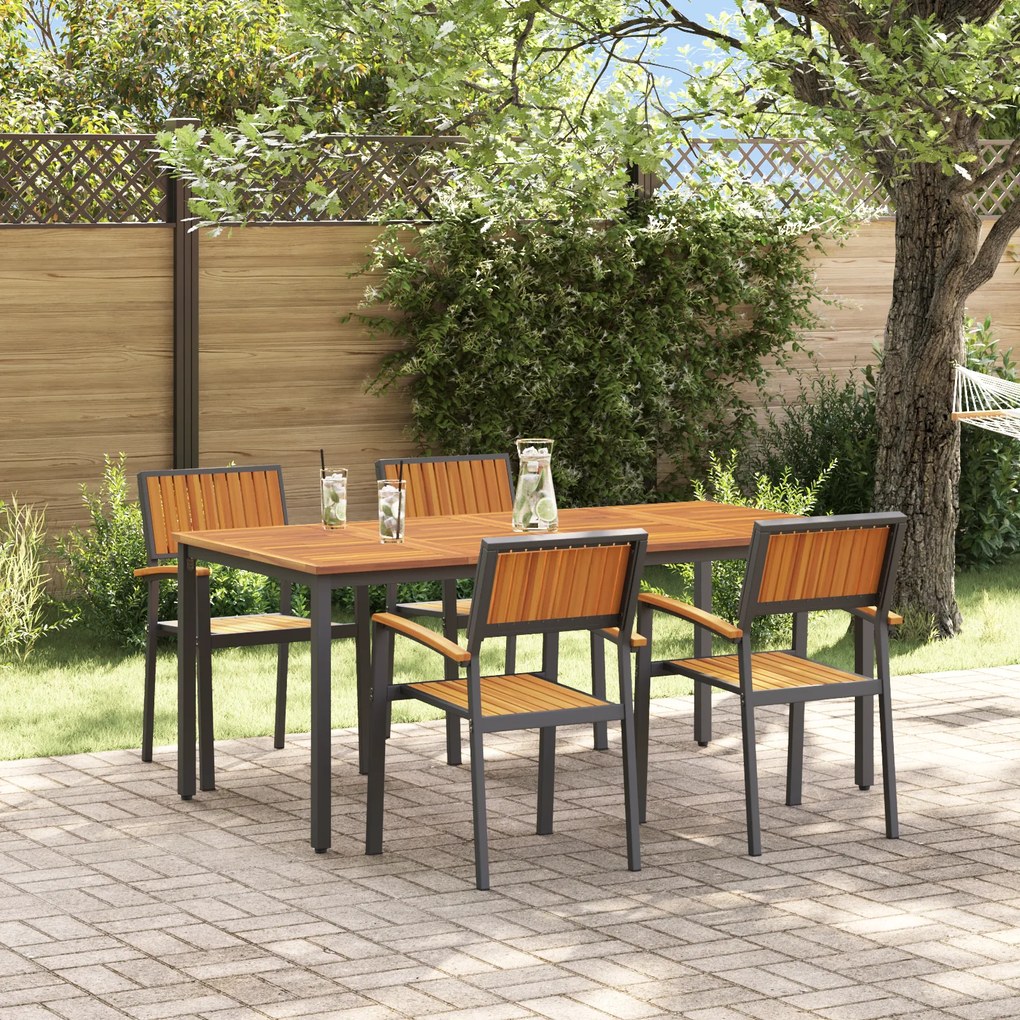 vidaXL Conjunto de Jantar para Jardim com 5 Peças em Madeira Sólida de Acácia e Metal