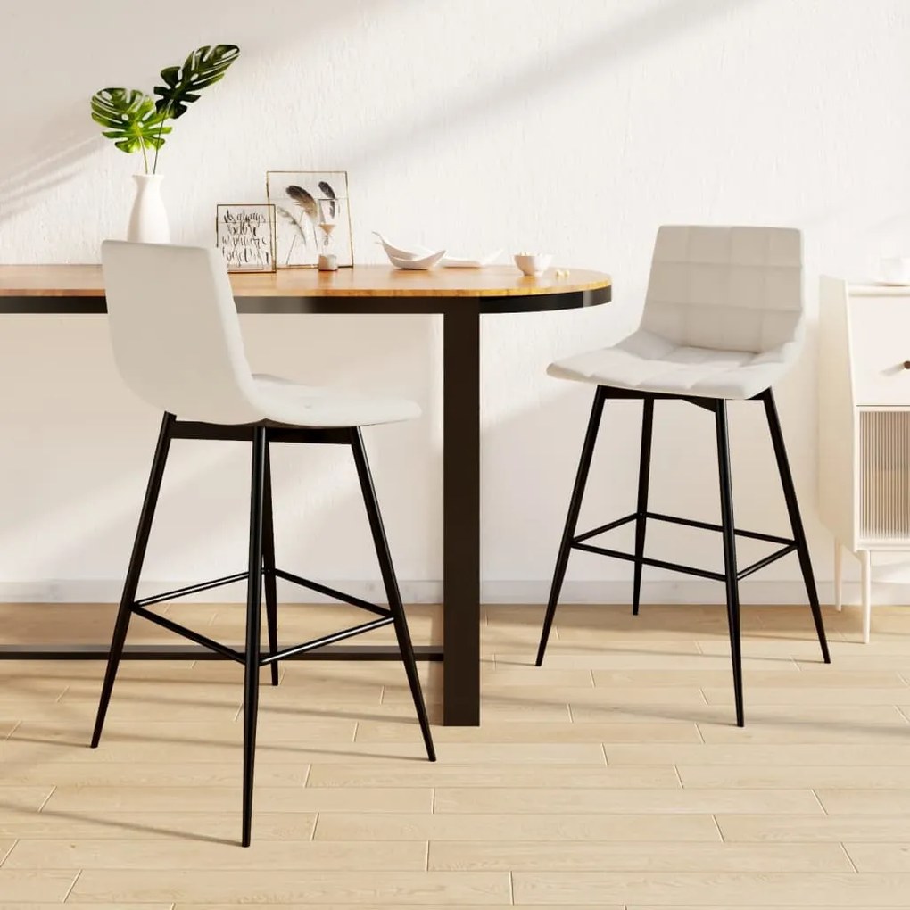 vidaXL Bancos de bar 2 pcs veludo creme