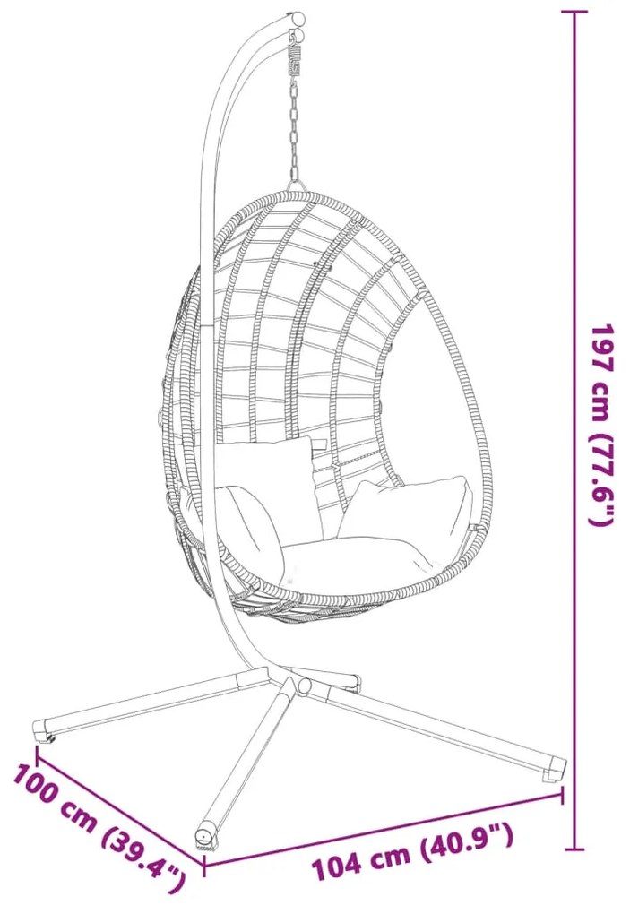 Suporte para cadeira em forma de ovo suspensa aço preto