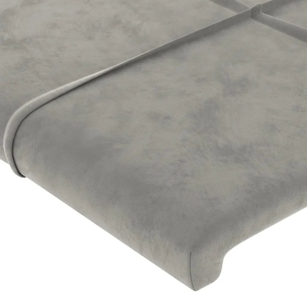 Cabeceira cama c/ luzes LED veludo 163x16x118/128cm cinza-claro