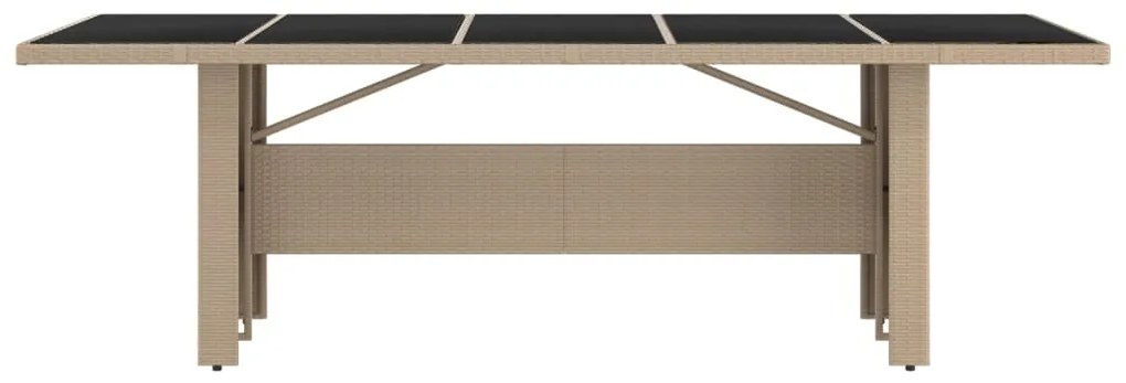 Mesa de jardim c/ tampo de vidro vime PE/vidro temperado bege