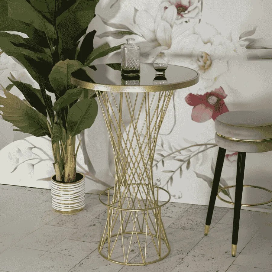 MESA DE BAR TOWER Ø70x103 CM DOURADA