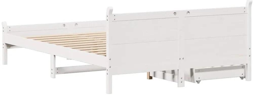 Cama sem colchão 135x190 cm madeira de pinho maciça branco