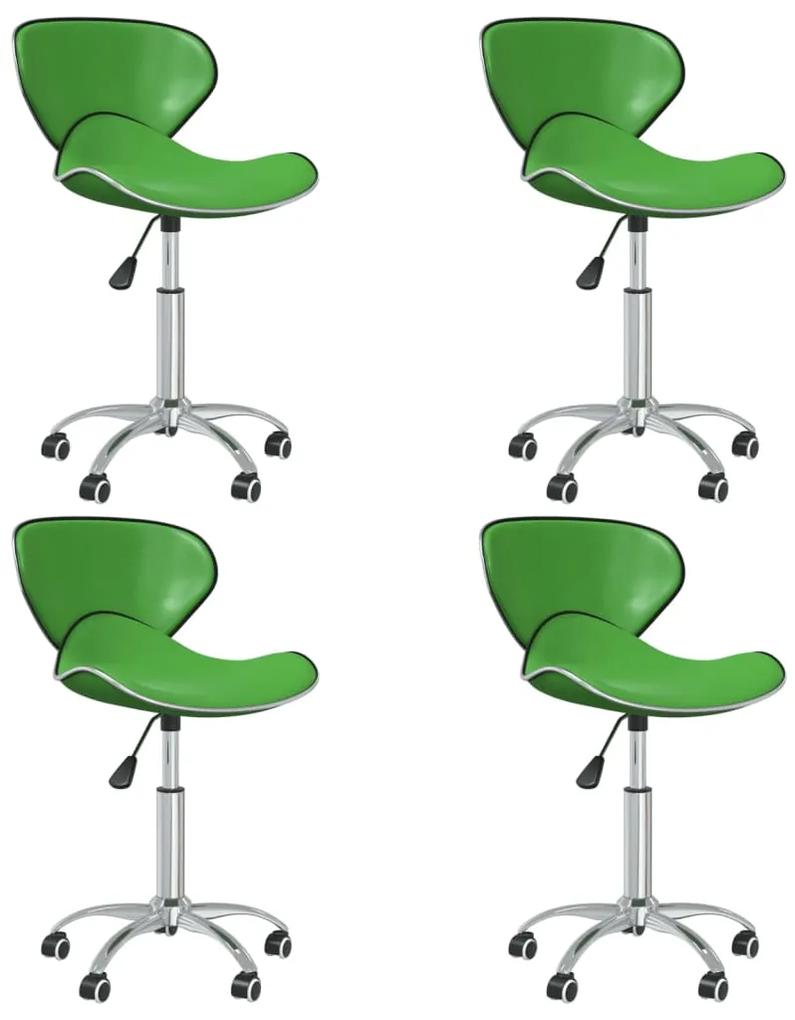 3088614 vidaXL Cadeiras de jantar giratórias 4 pcs couro artificial verde
