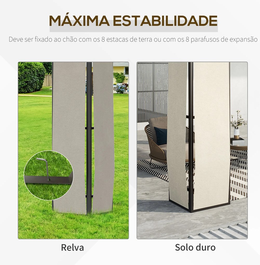 Pérgola de Jardim 3,6x3m Pérgola de Exterior com Cobertura de Policarb