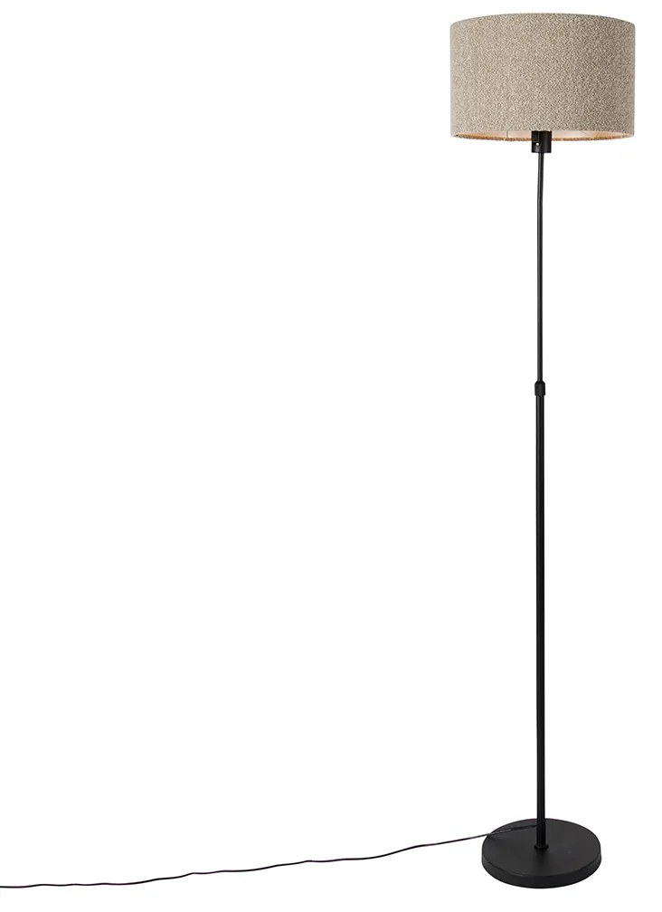 Candeeiro de pé preto regulável com abajur taupe 35 cm - Parte Design