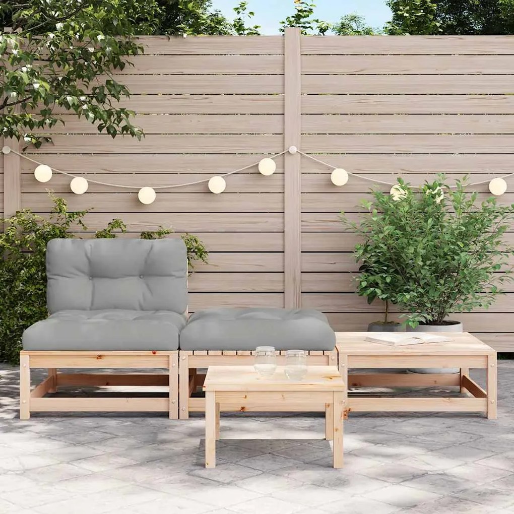 Sofá sem apoio de braços p/ jardim c/ almofadões/apoios de pés