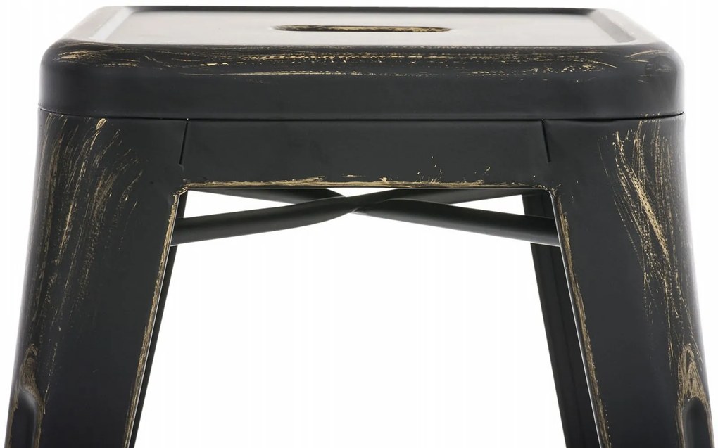 Conjunto de 4 bancos Armin em metal 46 x 40 x 40 cm Preto + Dourado
