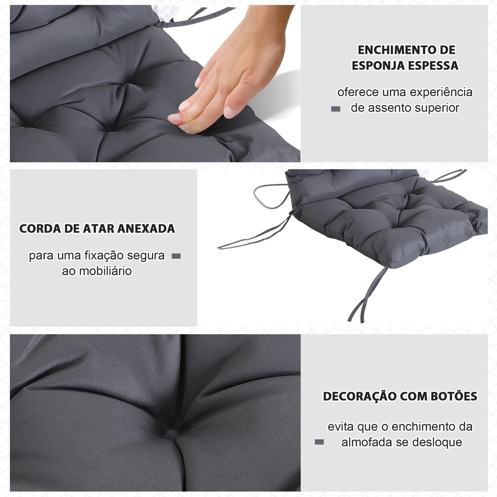 Conjunto de 2 Almofadas de Cadeira 50x98x8 cm Almofadas de Cadeira de