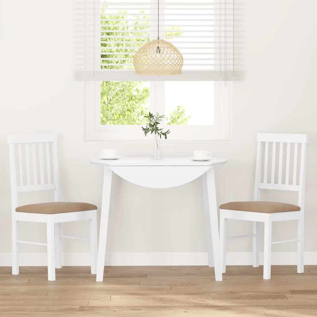 Cadeiras de jantar com almofadões 2 pcs madeira maciça branco