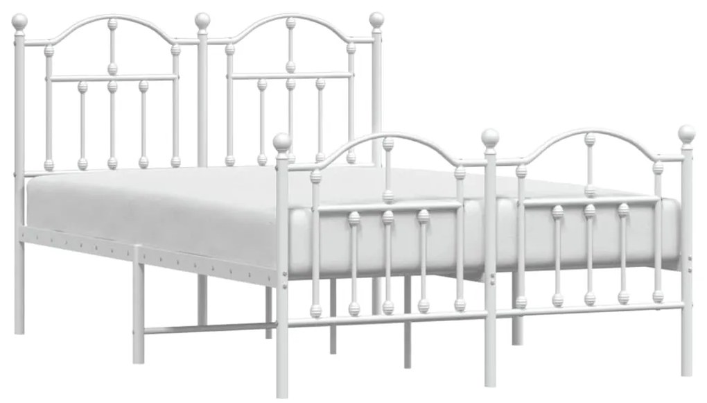 Estrutura de cama com cabeceira e pés 120x200 cm metal branco