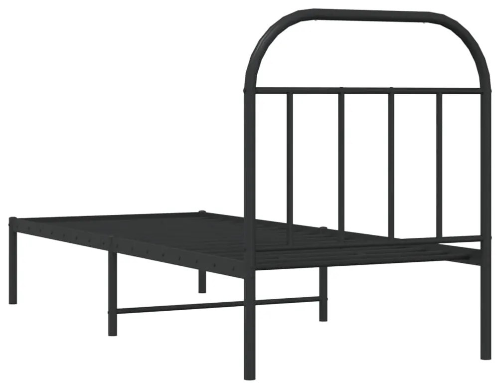Estrutura de cama metal s/ colchão c/ cabeceira 75x190 cm preto