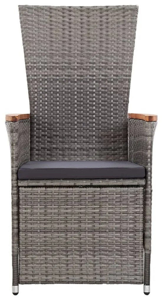 3 pcs conjunto lounge de jardim c/ almofadões vime PE cinzento