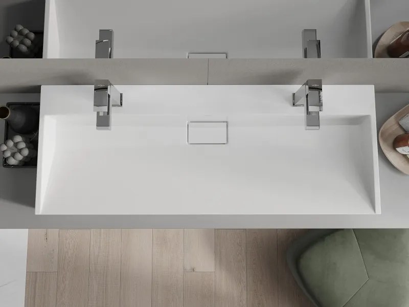 Mexen Ava lavatório de bancada em compósito 2/O 120 x 46 cm, branco - 23011202