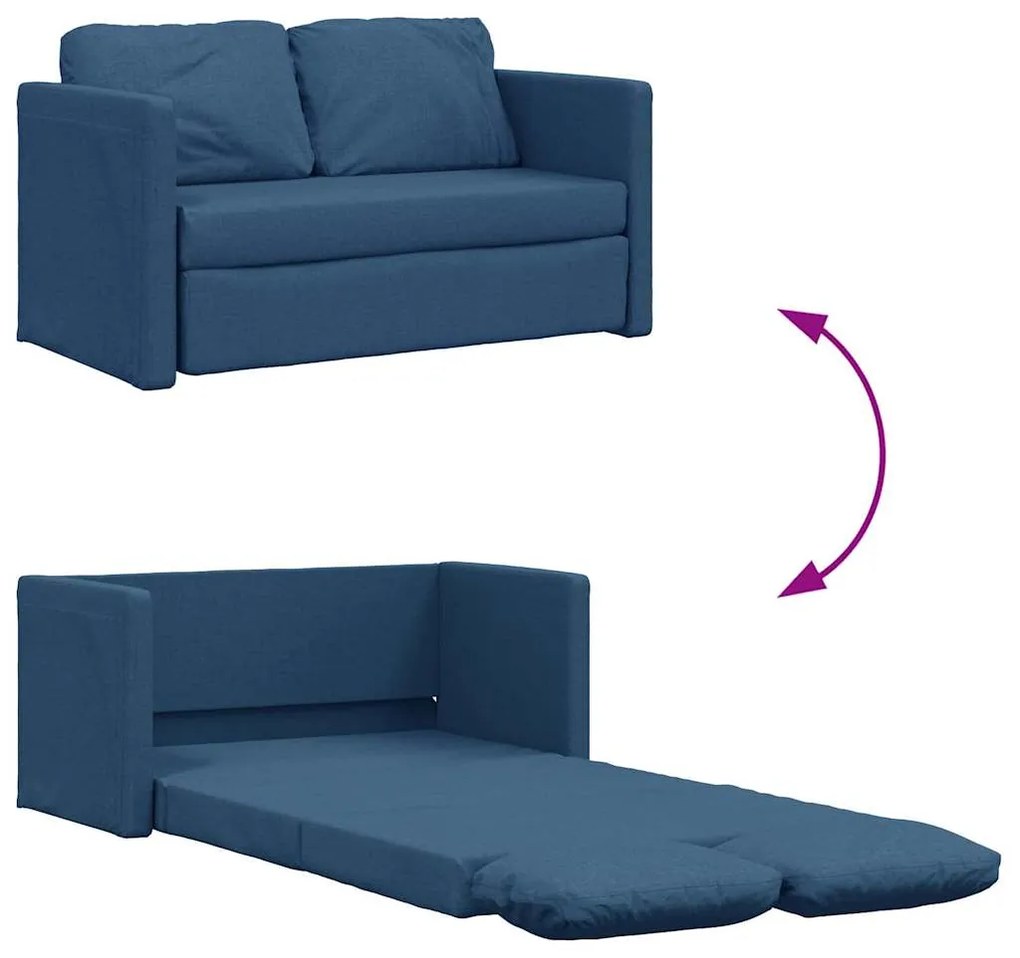 Sofá-cama sem pés 112x174x55 cm tecido azul