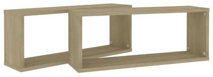 Prateleiras parede forma de cubo 2 pcs carvalho sonoma