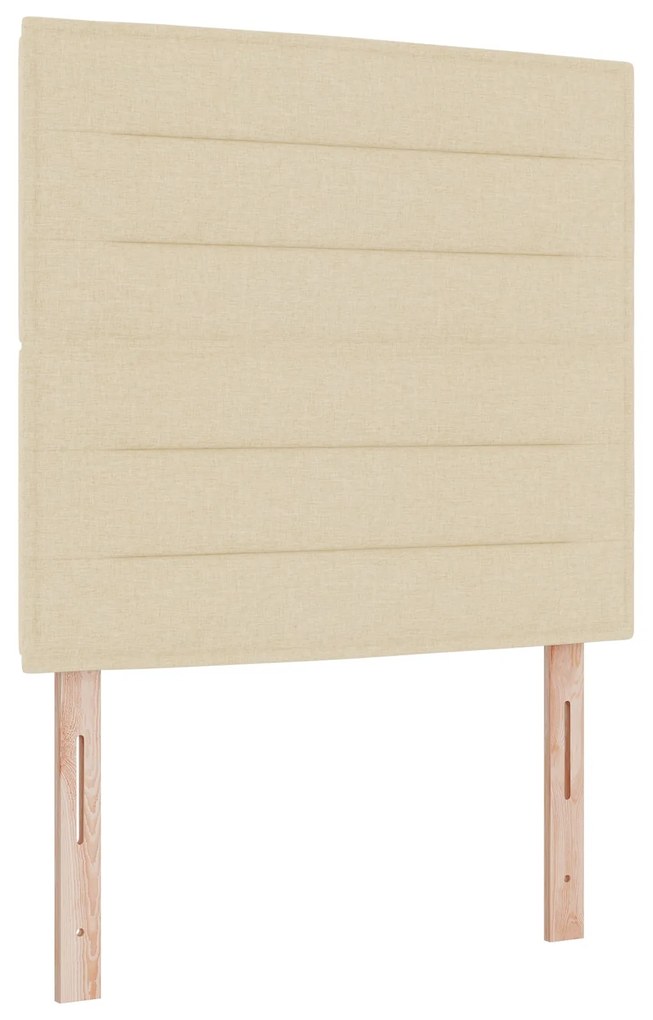 Cama Box Spring com Colchão e Banco Creme 90x190 cm Tecido