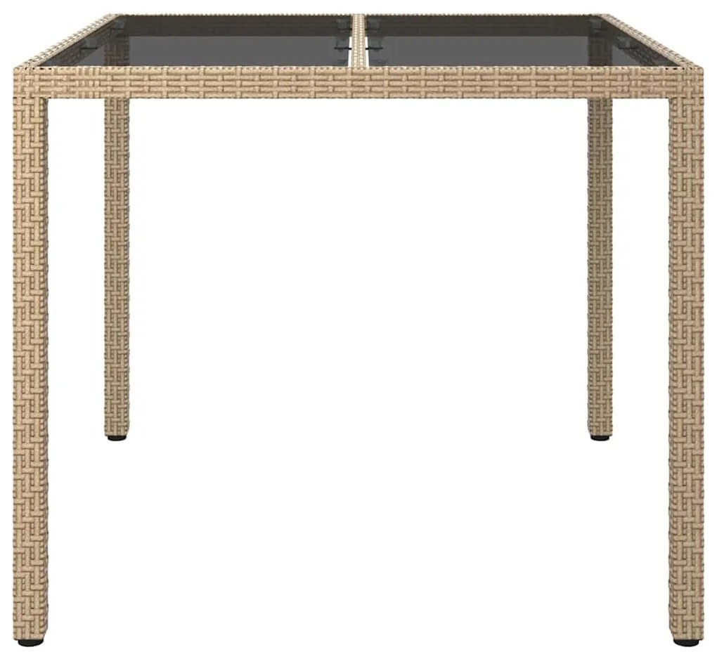 Mesa de Jantar de Jardim Bege 90x90x75 cm Rattan Poli