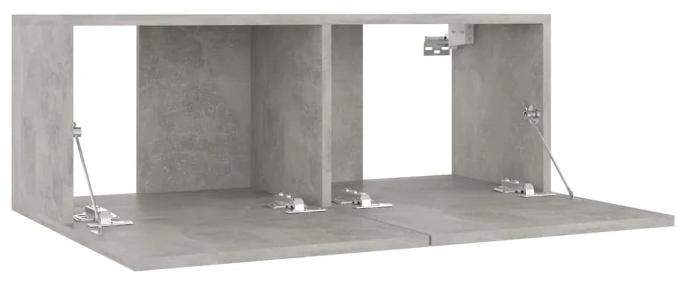 3 pcs conjunto de móveis de TV contraplacado cinzento cimento