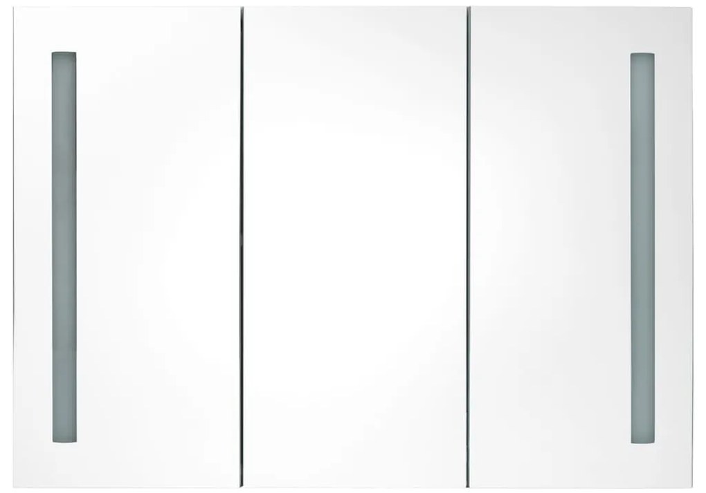 Armário espelhado p/ casa de banho com LED 89x14x62 cm cinzento