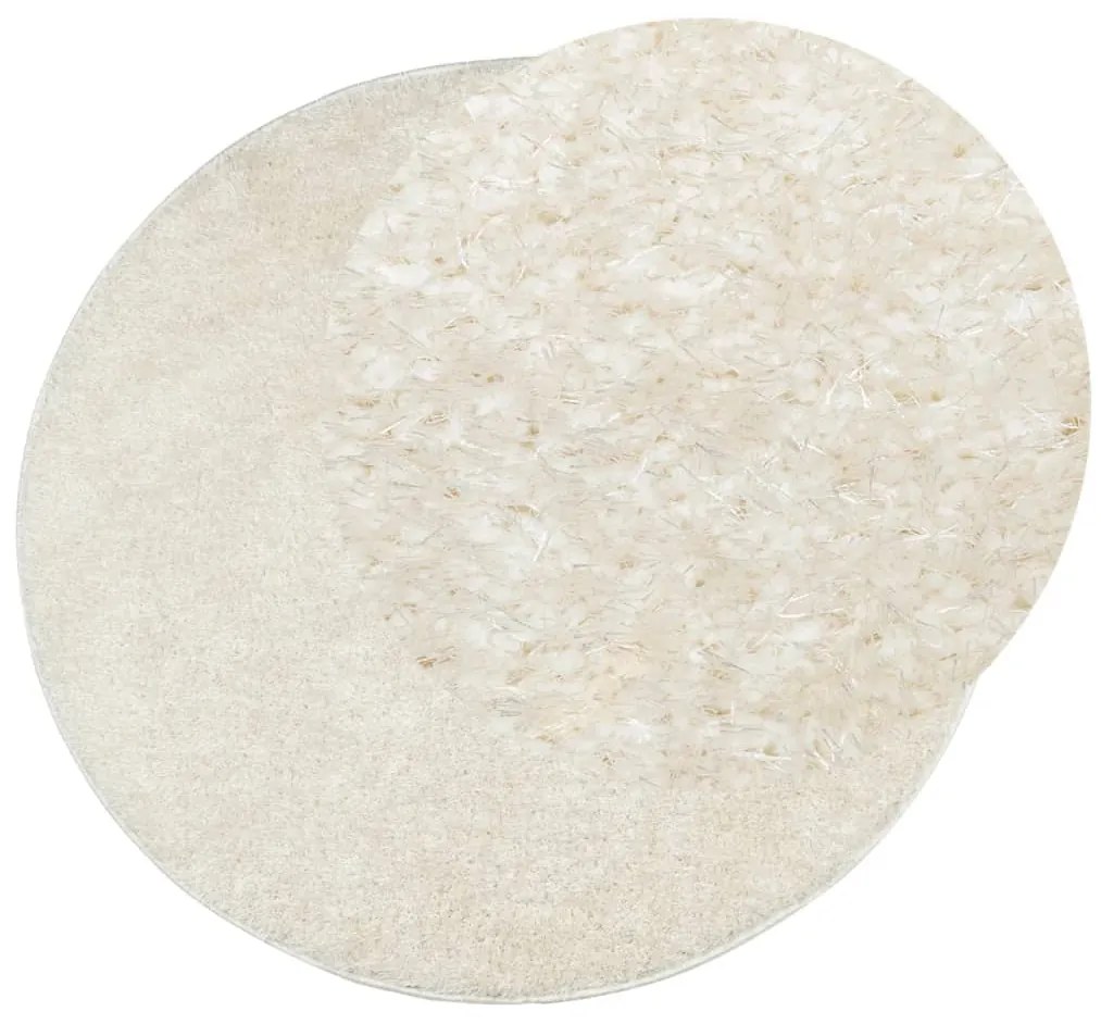 Tapete de pelo alto com aspeto brilhante ISTAN Ø 100 cm creme
